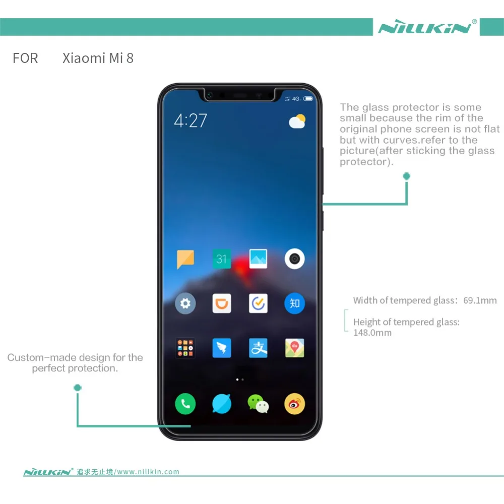 For Xiami Mi8 Mi9 Glass Original Nillkin Amazing H Tempered Glass Screen Protector Screen Film For Xiaomi Mi 9 Mi 8 mobile Film