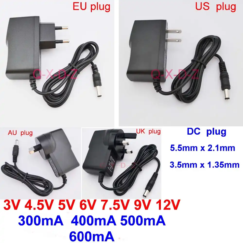 power adapter 3V 4.5V 5V 6V 7.5V 8V 9V 9.5V 10V 12V 14V 15V 18V 24V 29V 36V 48V 1A 1.5A 2A 2.5A