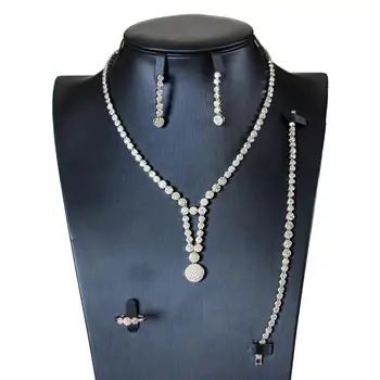 

LAN PALACE new triangle tower 3A cubic zirconia Necklace/Earrings/Ring/Bracelet 4PCS jewellery sets for party free shipping