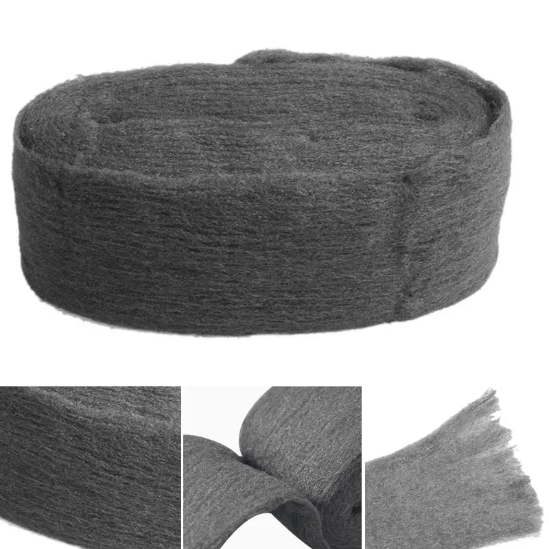 

3.3m Grade 0000 Steel Wire Wool Wrap Metal Polishing Accessory Grinding Cleaning Non Crumble Remover