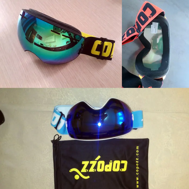 COPOZZ Gog-201 الشتاء الثلج تزلج نظارات نظارات مكافحة الضباب المهنية على الجليد تزلج نظارات تزلج أقنعة النساء الرجال