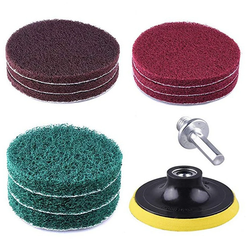 

High Quality 100 * 65mm 8pcs Set Polishing Scouring Pad Cloth Kit 1/4" Hex Shank For Cleaning Surfaces Cordless screwdrivers NEW