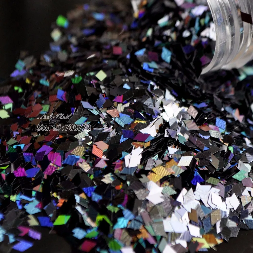 

Nail Art Decoration Rhombus Diamond-shape Paillette Glitter 3D Slice Spangles DIY Nail Tools Laser Colorful Black LB1000