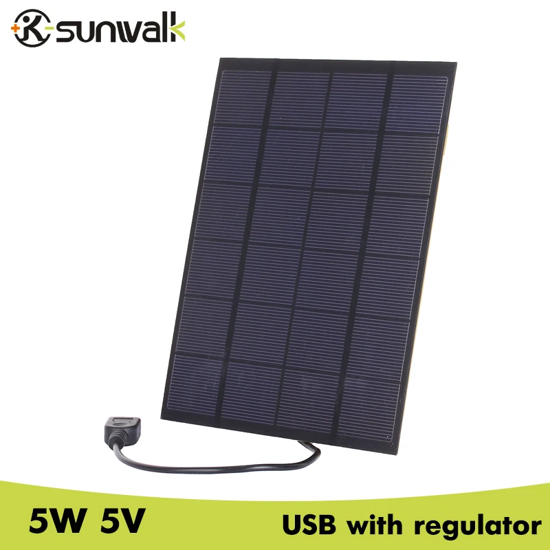 SUNWALK 5 шт. Вт В зарядное устройство для солнечной панели USB выход 830 мА портативное