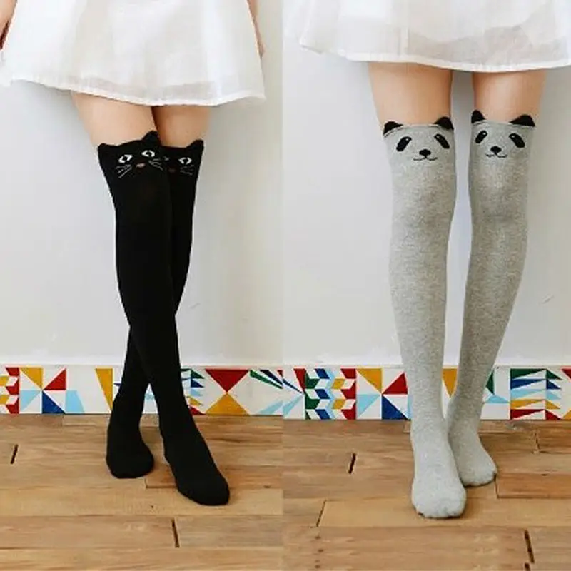 Hot lot Women Sexy Autumn Winter Favorite Cute Thigh Long Cotton Socks Funky 3D Cartoon Animal Over Knee High Seamless Socks