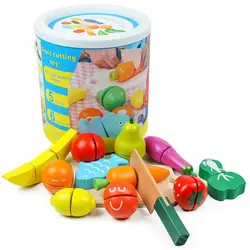 Детские деревянные игрушки ролевые игры кухонные игрушки с ведром резки фруктов и овощей классические обучающие игрушки для детей