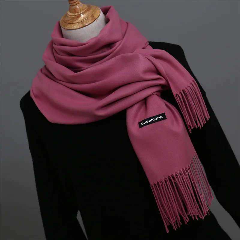 Элитный бренд для женщин шарф сплошной осень зима кашемир шарфы для леди теплый пашмины длинный шаль обертывания бандана - Цвет: Color 9