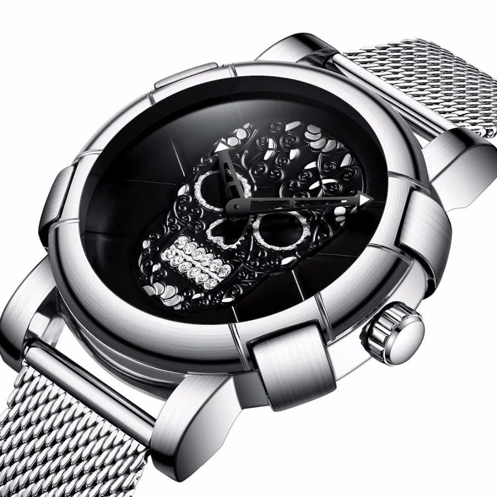 

GIMTO Personality Skull Men Watch Luxury Brand Steel Vintage Quartz Wristwatch Waterproof Male Female Sport Clock Montre Relogio