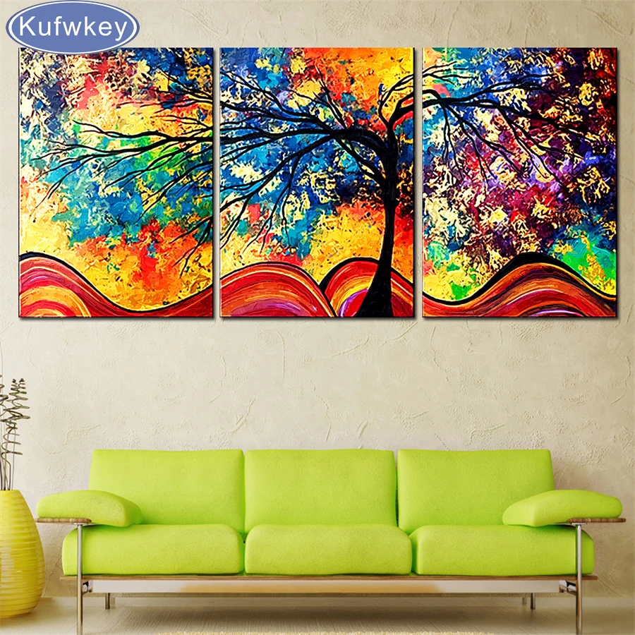 

Money Trees 3D DIY Diamond Painting 3 PCS full diamond Embroidery diamond Mosaic Cross Stitch Home Decoration triptych painting