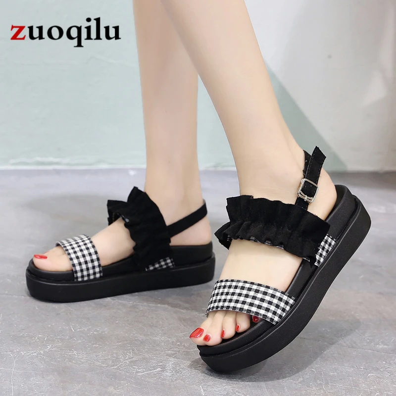 

Fashion Platform Sandals Woman Flat Sandals Female Summer Shoes 2019 Peep Toe Ladies Summer Sandals Open Toe Gladiator Sandals