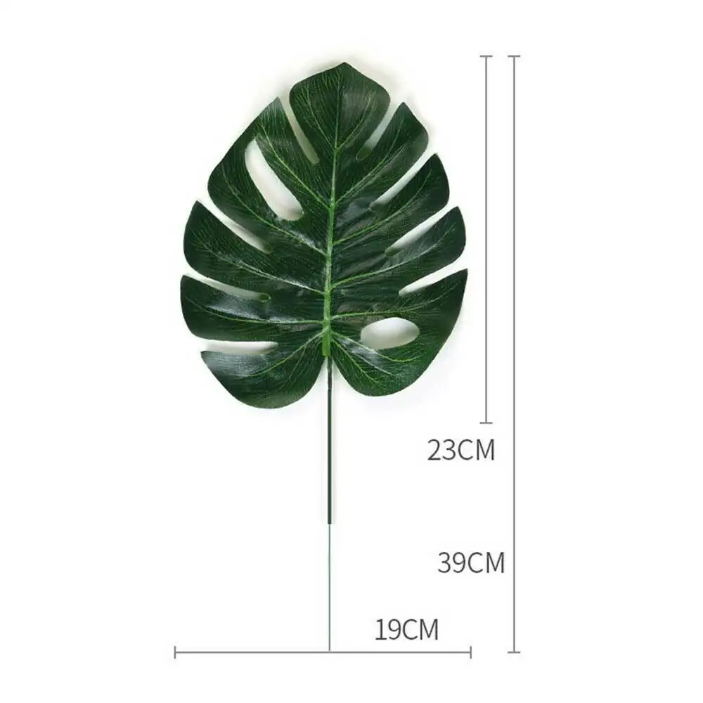 Визуальное прикосновение 12 шт. набор 2 цвета искусственные монстеры Пальмовые Листья зеленые растения Свадебные украшения DIY компоновка растительный лист - Цвет: Green L
