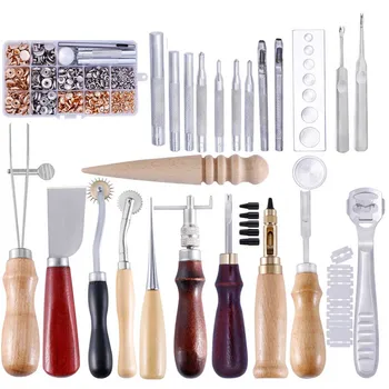 

Sewing Saddle Groover leather tools set Leather Craft Tools Kit Hand Sewing Stitching Punch Carving Work Accessory