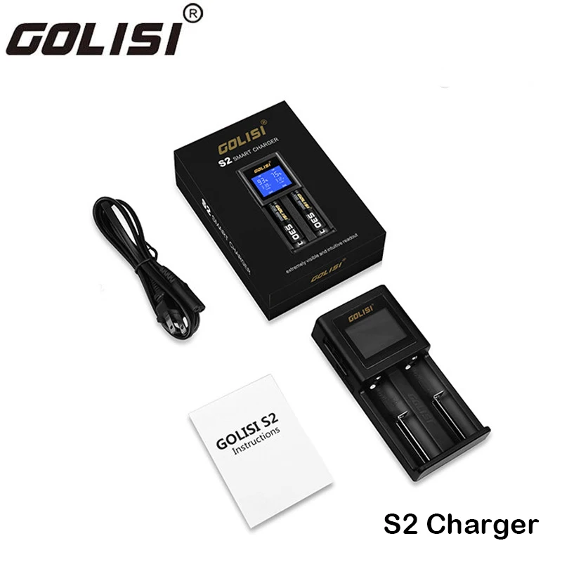 

Original GOLISI S2 Smart Charger for 18650 20700 26650 Li-ion Ni-MH Ni-Cd AA AAA Rechargeable Battery Charger US EU Plug