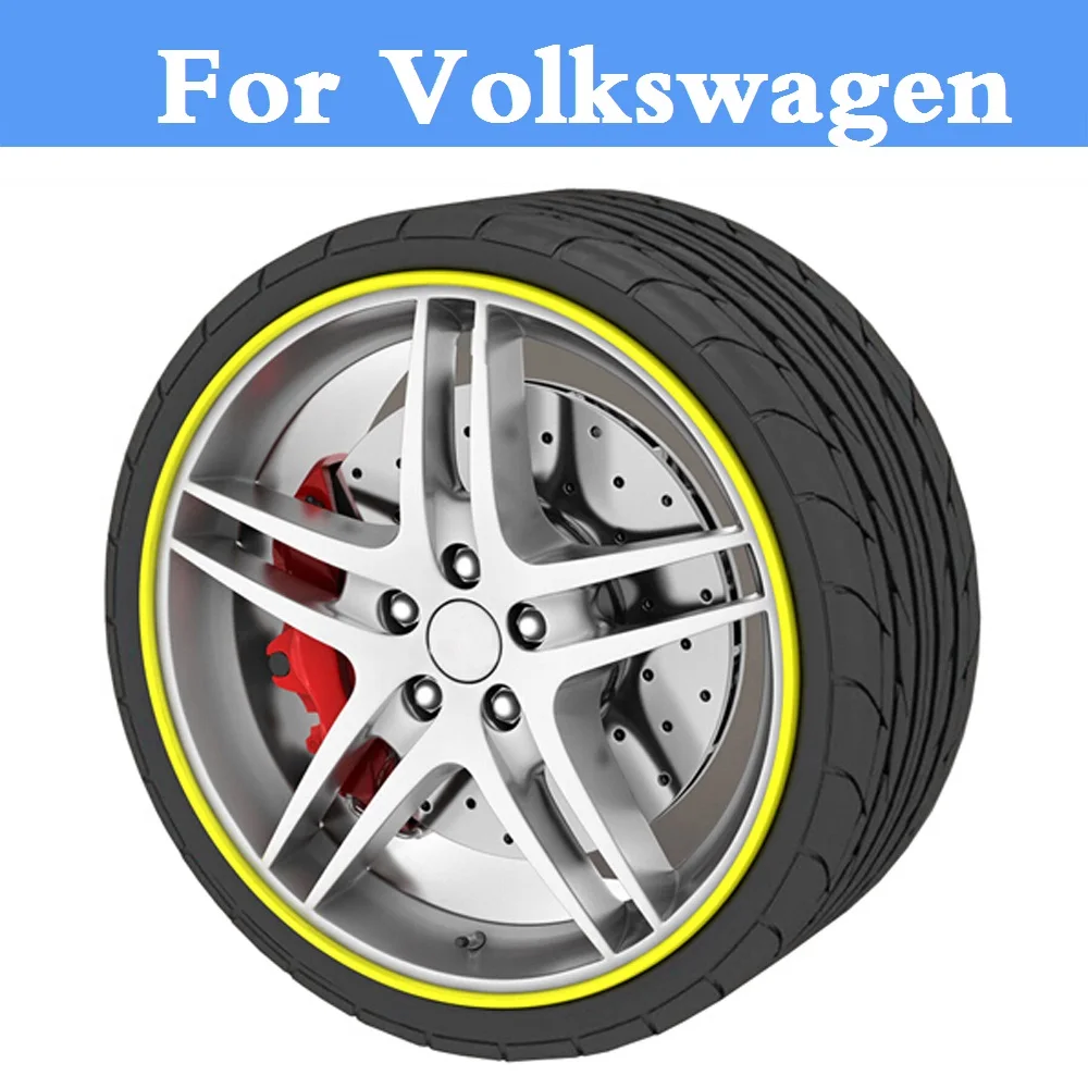 Image 8M Car Wheel Hub Tire Sticker Decorative Styling Strip Covers For Volkswagen Beetle Bora Eos Fox Golf GTI Golf Plus Golf R