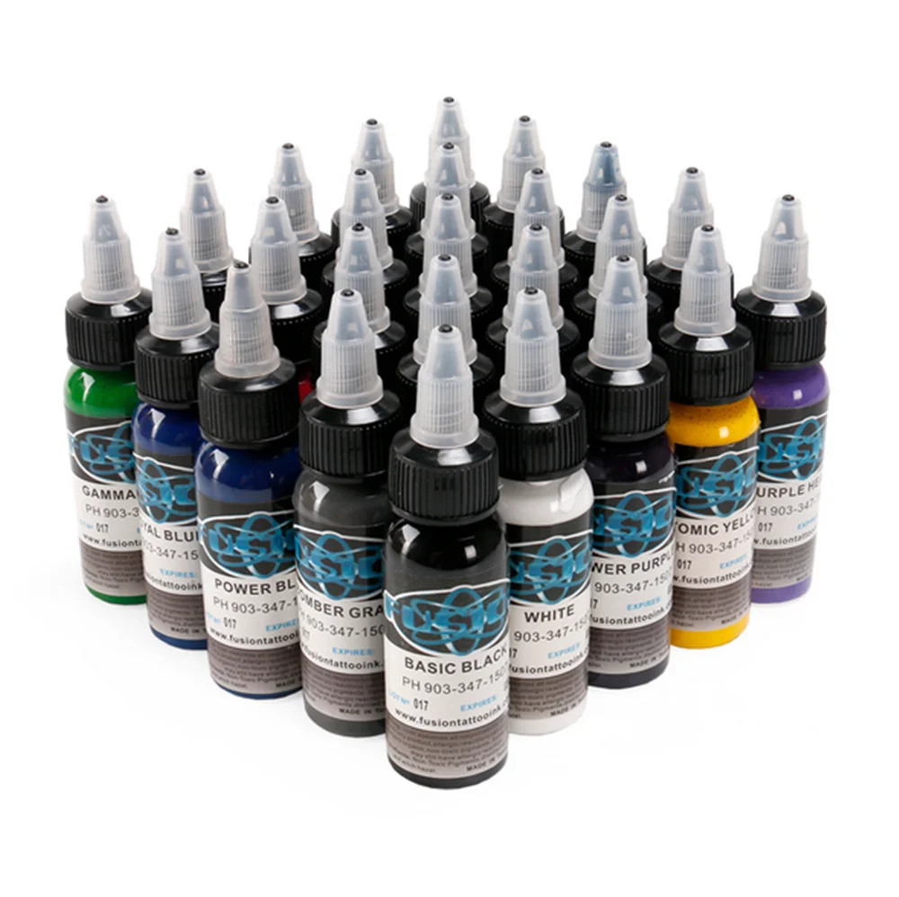 

25Pcs Tattoo Ink Fusion tattoo inks 25 Colors Set 1 oz 30ml/Bottle Tattoo Pigment Kit for 3D makeup beauty skin body art