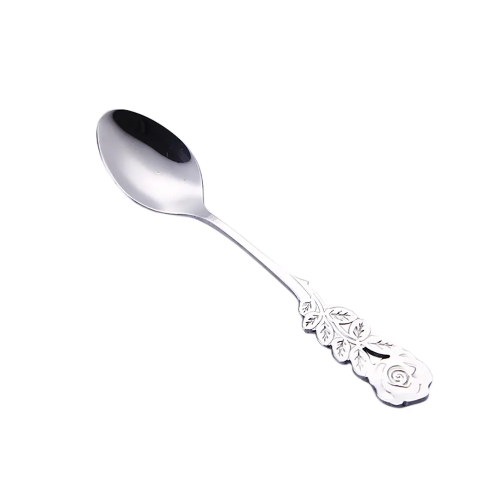 Нержавеющая сталь ложки с цветами Кофе Чай Spork Столовые приборы десерт салат инструмент