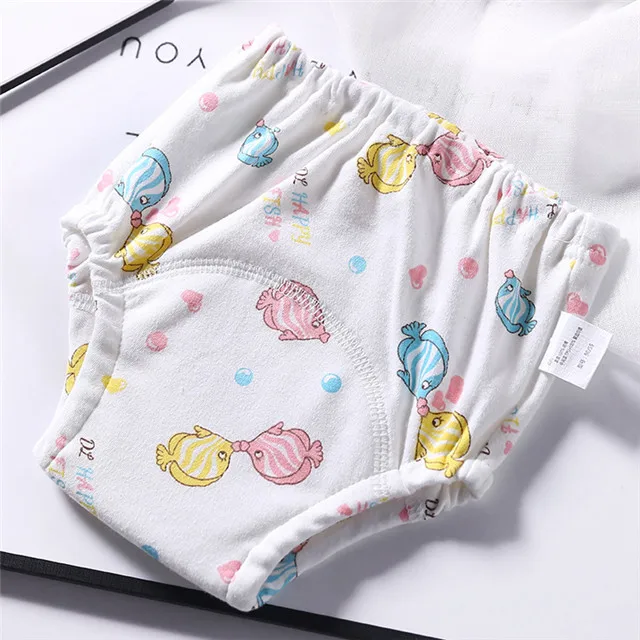 Reusable Cloth Diapers 4Layers Baby Cotton Training Pants Mermaid Baby Nappies for Girls Boys Cotton Panties Toddler Underwear - Цвет: XLK73