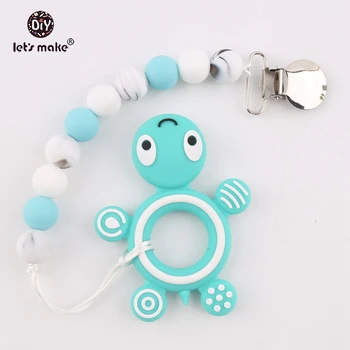 

Let's make 1pc Silicone Pacifier Clip Chain For Baby Nursing Teething Cartoon Tortoise Chewable Beads Handmade Dummy Clips