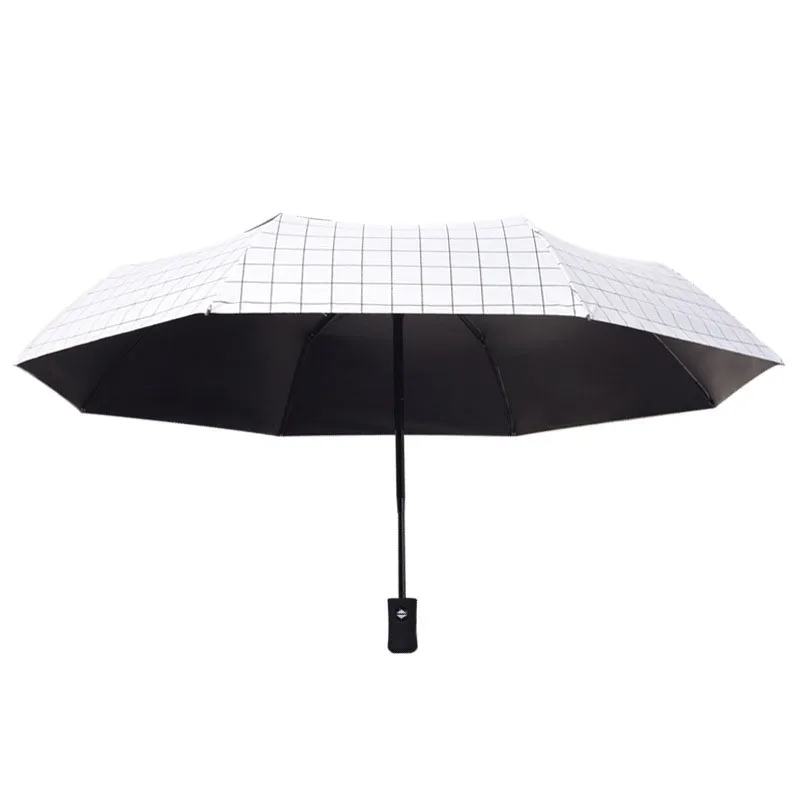 Unisex Plaid Umbrellas Folding Women Umbrella Raining Nylon Pongee