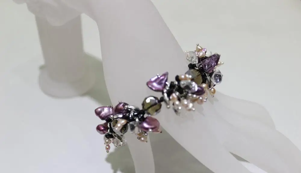 

Hot sell Noble- Purple Series freshwater pearl Crystal Bracelet >>free shipping