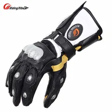 Tribo de equitação Inverno Genuíno Couro de Pele De Cabra Luvas Da Motocicleta De Fibra De Carbono de Proteção Excelente de Corrida Moto Guante Moda MCS-34