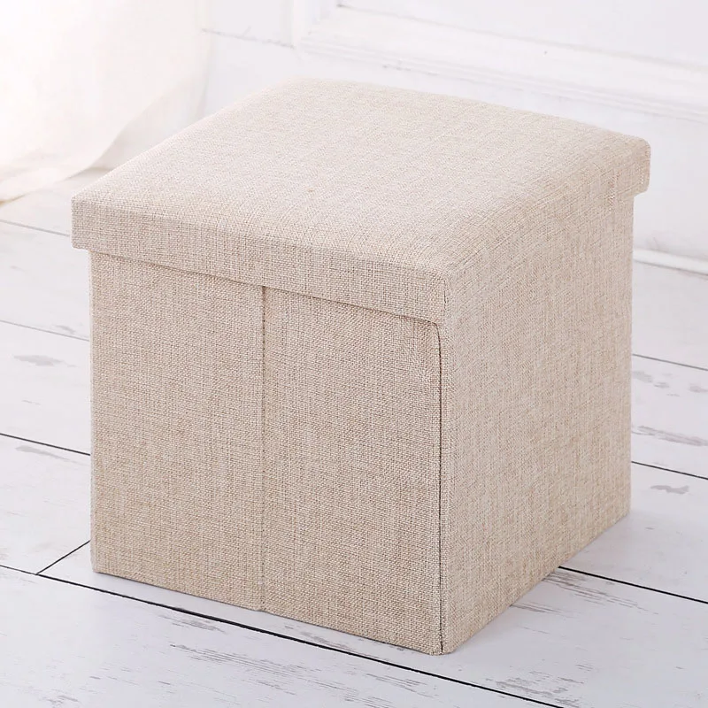 Folding Cube Cloth Storage Stool Footrest Seat with Storage for Kids Foot Rest Cloth Foot Stools Hot Sale - Цвет: khaki