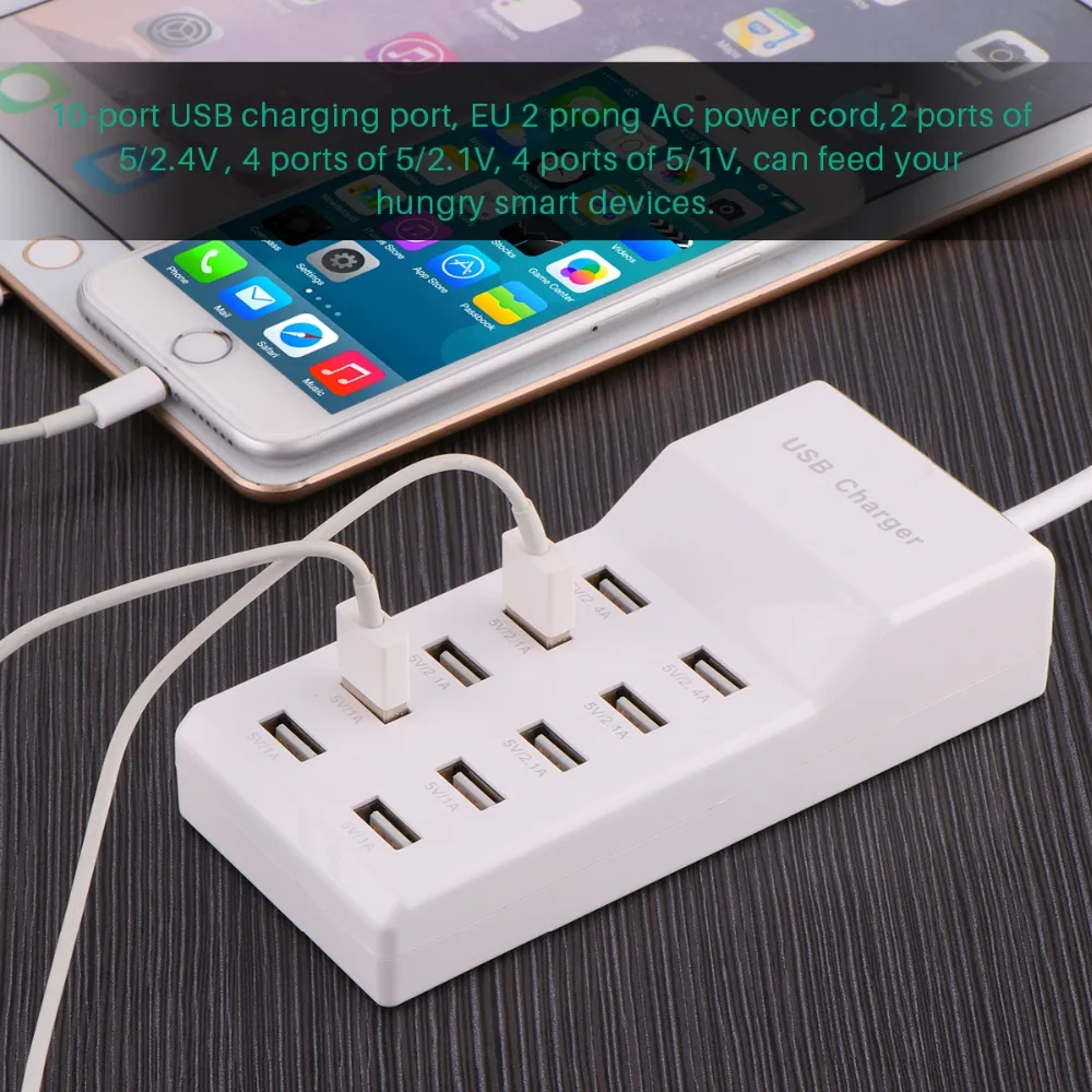 60 Вт с радиусом действия 10 Порты USB Зарядное устройство концентратор док станция