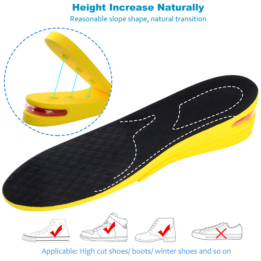 Elino 2-طبقة الذاكرة نعال فوم للأحذية مصعد غير مرئية زيادة الارتفاع الوحيد الرجال النساء الرياضة وسادة هوائية باطن منصات