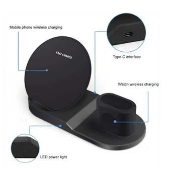 

QI Wireless Charger Stand For IPhone 8Plus X XS Max XR Wireless Charging Dock Station 3 In 1 For Apple AirPods Apple Watch 2 3 4