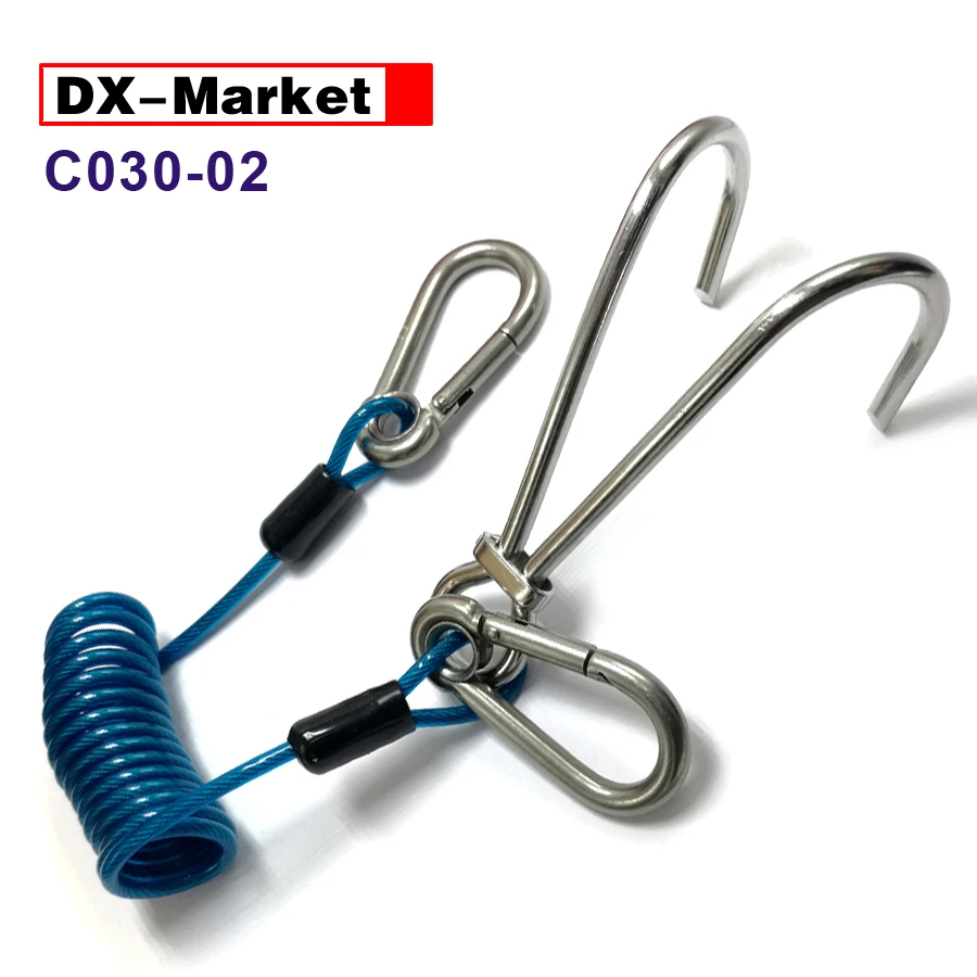 316 Stainless Steel Diving Double Hook , Spring wire rope Reef hook ,C030 02in Hooks from Home