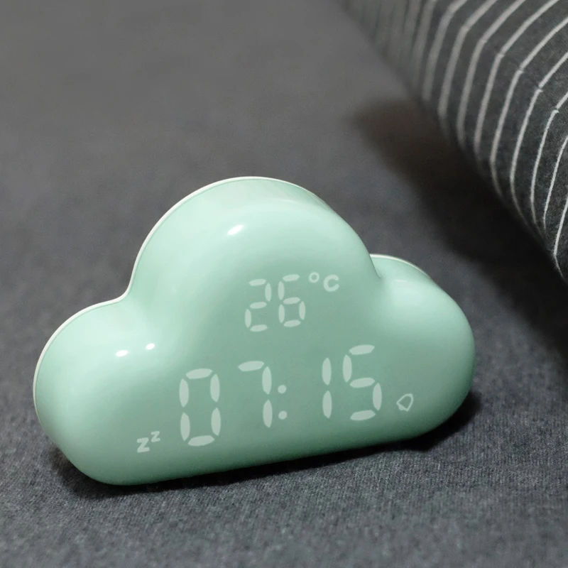 

Intelligent Time Temperature Date Clock Gift for Girls LED Digital Alarm Clock USB Cloud Sound Control Glowing Desktop Clocks