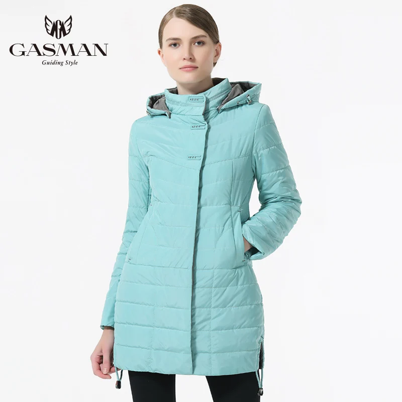 GASMAN 2018 Spring Autumn Coat and Jacket Women Medium Length Outwear Coat Womens Fashion Hooded Thin Cotton Jacket Brand Female