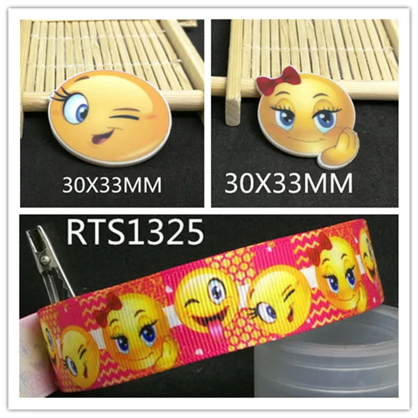 

7/8inch 100yard ribbon and 100pcs resin 1 set printed cartoon printed ribbon and resin RTS1325