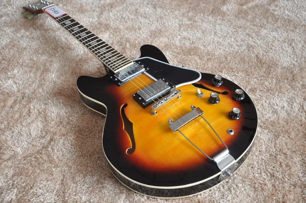 New arrival top quality Semi hollowbody guitar Sunburst color Flamed maple back and front ES335 Jazz |