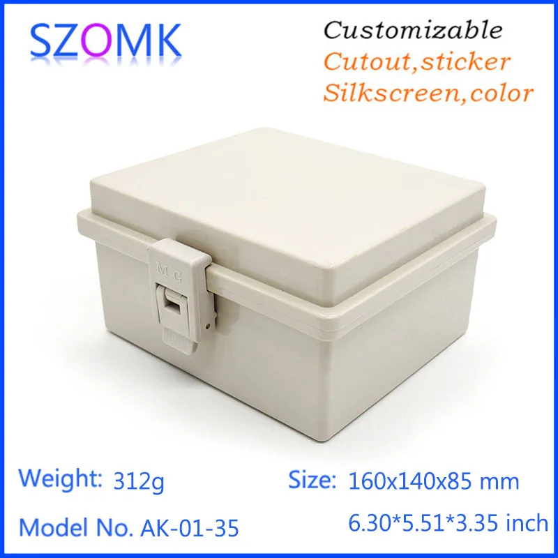 

10 pcs, szomk waterproof electronics project plastic box 160*140*85mm instrument enclosure hinge box equipment housing case