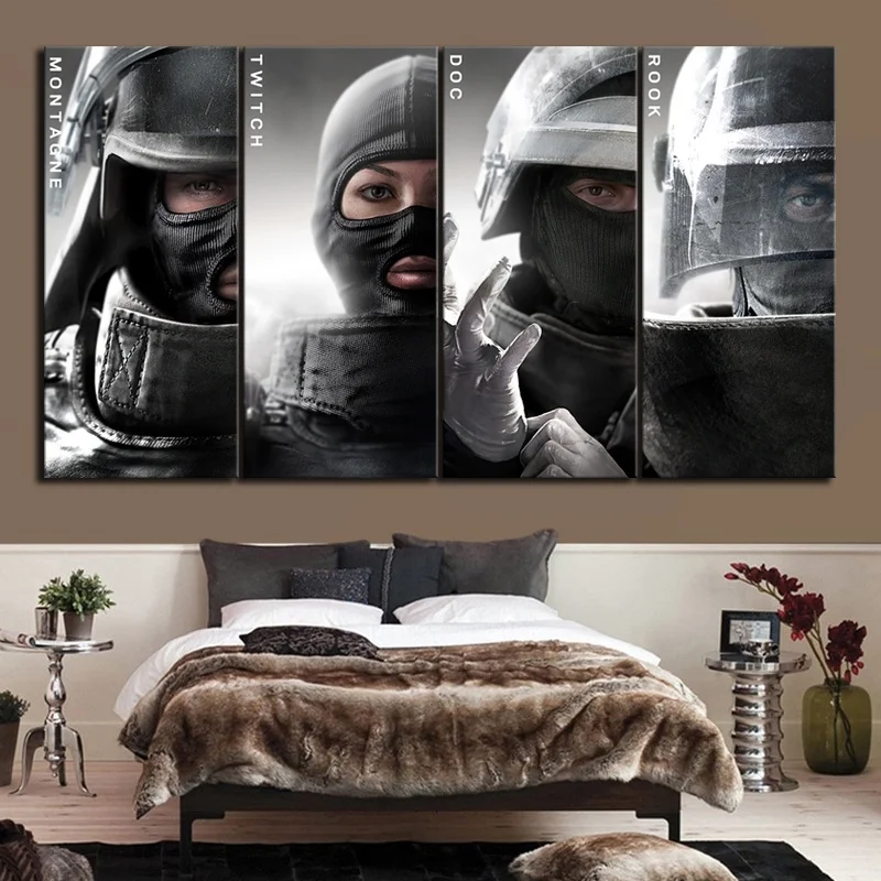 

4 Pieces Rainbow Six Siege Special Special Forces Game Poster Wall Picture Canvas Art Home Decor
