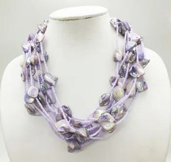 

2019-2-19-1301# Multi-strand, freshwater shell necklace 20"