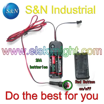 

EL inverter + long strip button switch 3V2AA battery case for 5 meters el wire using for tron dancing,advertising and display