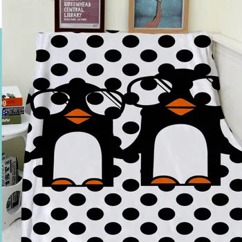 

Blankets Comfort Warmth Soft Cozy Air conditioning Easy Care Machine Wash Funny Black Dots Penguin Art
