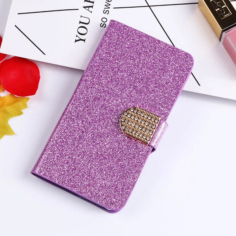 QIJUN с сияющими блестками Флип Стенд кожаный чехол для LG G2 G3 G4 G6 мини G8 K4 K5 K7 K8 K10 X Мощность 2 3 Чехол-Кошелек для телефона Coque - Цвет: Purple With diamond