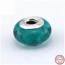 925 стерлингового серебра Desney Жасмин подписи цвет муранские стеклянные бусины Сделай Сам Fit PANDORA Подвески для женщин ювелирных изделий D5023A