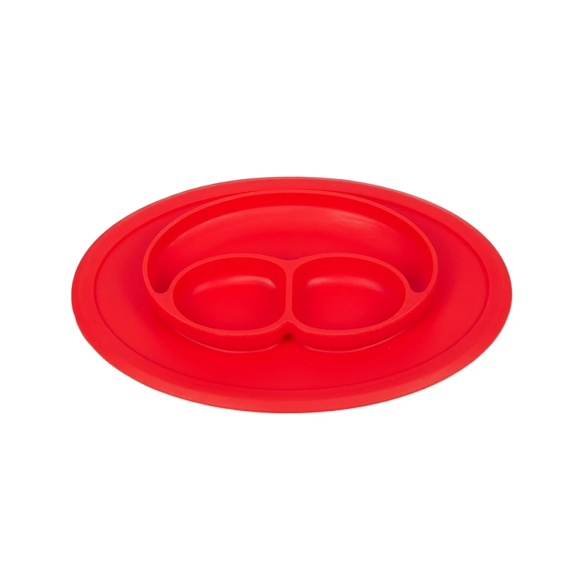 Infants Baby Ellipse Silicone Feeding Food Plate Tray Dishes Food Holder for cartoon dinner Tableware Toddler Kid Children gifts