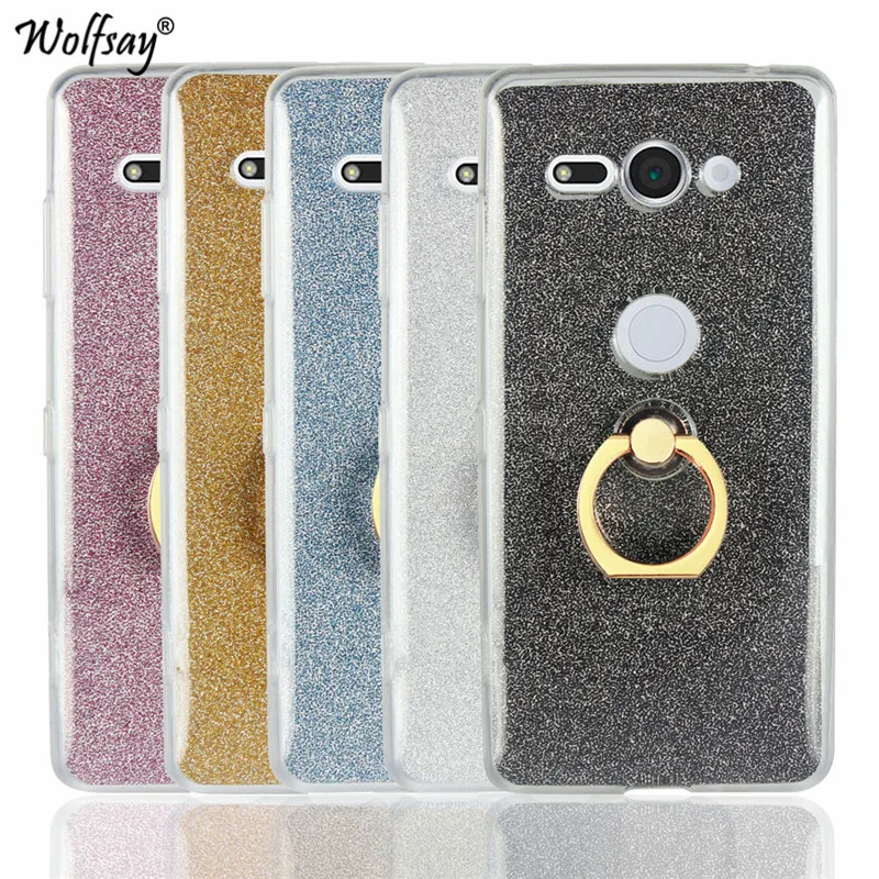 Luxury Bling Glitter Case For Sony Xperia XZ2 Compact Cover Soft TPU Ring Holder H8314 |