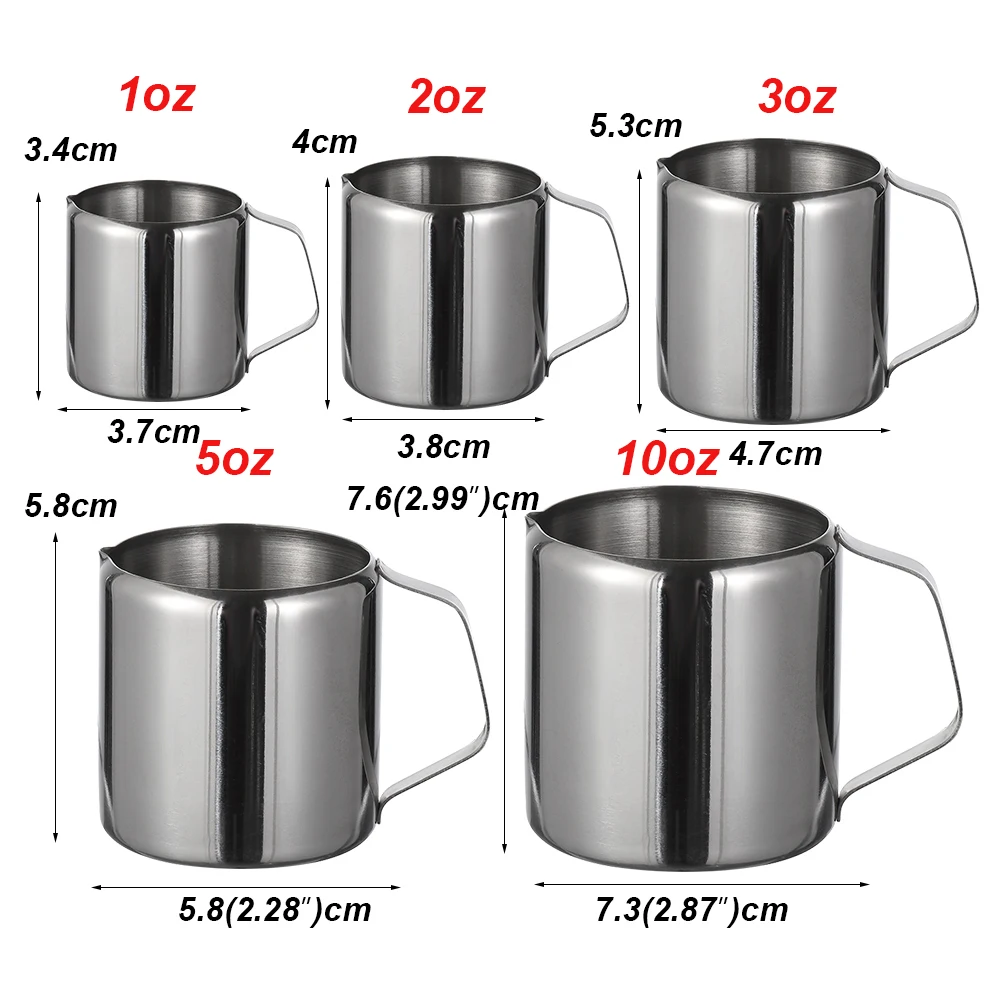 Stainless Steel Milk Frothing Jug Coffee Cream Milk Pitcher Cup Coffee Latte Art Spout Pitcher 1/2/3/5/10oz Kitchen Accessories