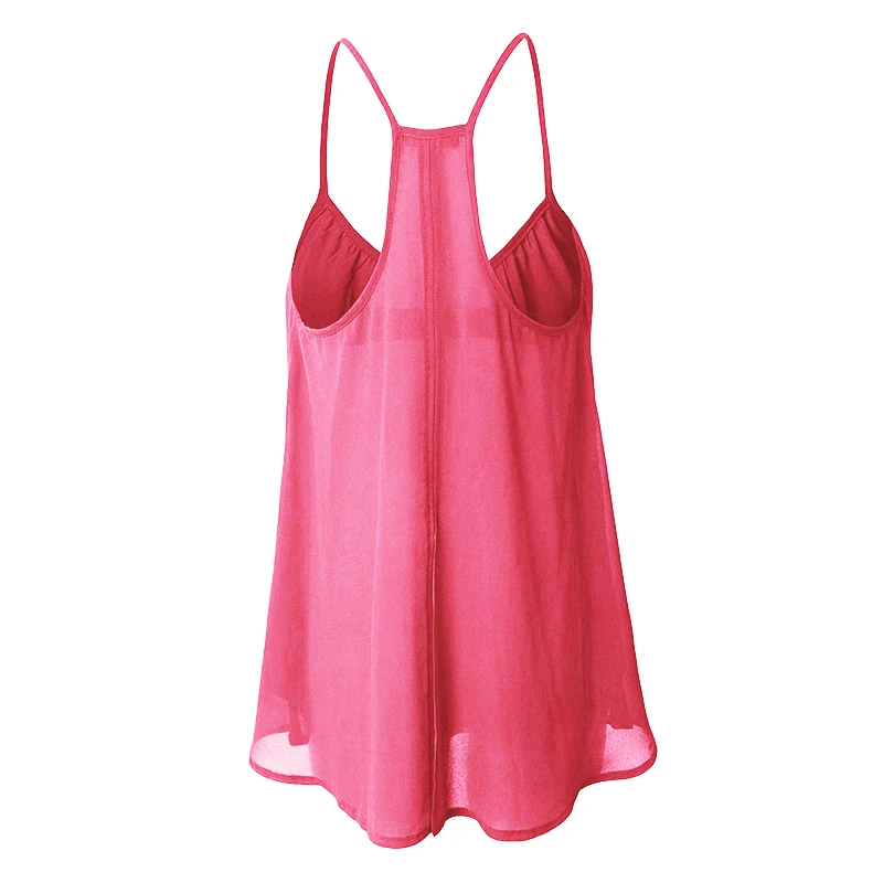 2019 Fashion Brand Women's Chiffon Blouse Summer Sleeveless Strappy Shirt Solid Casual blouse Plus Size Female Top Swing Vest