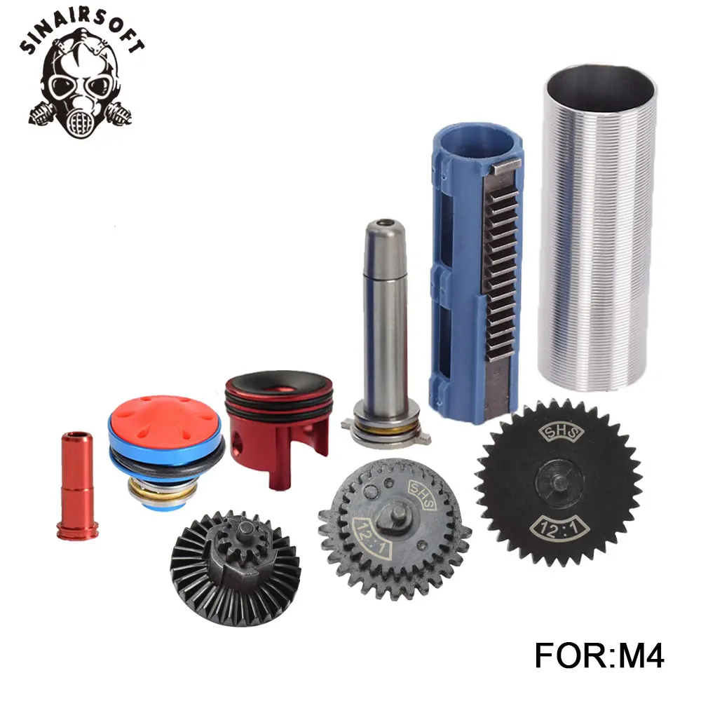 

SHS 12:1 Gear Nozzle Cylinder Spring Guide 14 Teeth Piston Kit Fit Airsoft M4 M16 AK MP5 G36 For Paintball hunting Accessories
