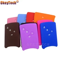 OkeyTech силиконовый для ключа автомобиля чехол Fob Shell для Renault Clio Scenic Megane 2 3 Смарт capcaptur Twingo Koleos смарт-кард(China)