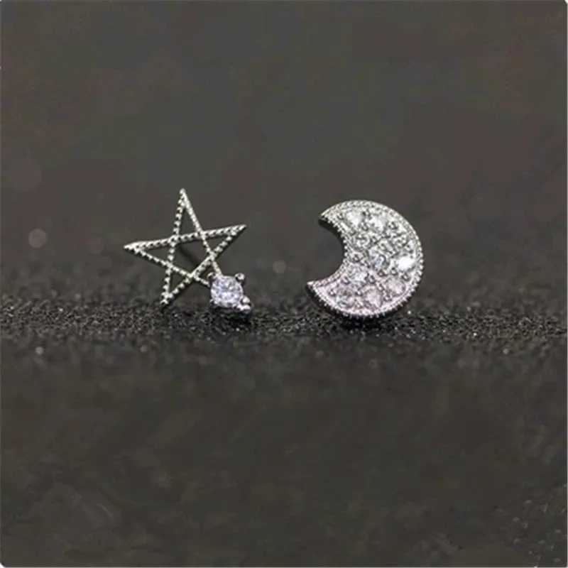 

925 Sterling silver Stud earrings The stars set auger Women's fashion jewelry wholesale Holiday gifts