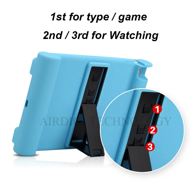 For iPad Mini 1/2/3 Retina Kids Safe Shockproof Rubber Silicone Case Stand Cover w/Kickstand