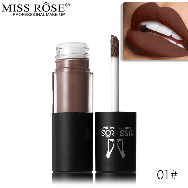 

Miss Rose Matte Liquid Lipstick Waterproof Lip Gloss Soft Long Lasting Lipgloss Professional Lip Makeup Cosmetics Liquified